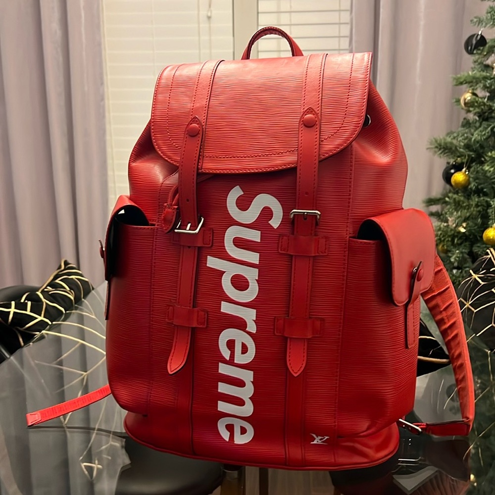 Louis Vuitton x Supreme Christopher Rucksack/Backpack Red Epi Leather PM